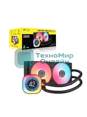 Система жидкостного охлаждения Corsair iCUE LINK TITAN 240 RX LCD (240мм, черный, RGb/ Fans: 2x120мм, 73.5CFM, 36dBA, 2100RPM/ S: 1851, 1700, AM5, AM4)