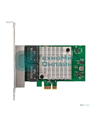 Сетевой адаптер ExeGate EXE-564 (PCI-E x1 v2.0, 4xRJ45, UTP 10/100/1000Mbps, Realtek Chipset RTL8111H+ASM1184e)