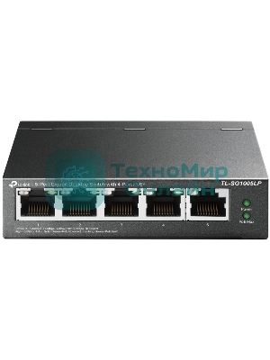 Коммутатор TP-Link 8-Port 10/100Mbps Unmanaged Switch with 4-Port PoE, metal case, desktop mount, PoE budget 41W.