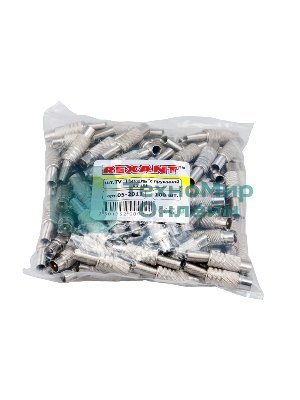 Разъем Rexant штекер TV никелированный c пружиной (100 шт./уп.)