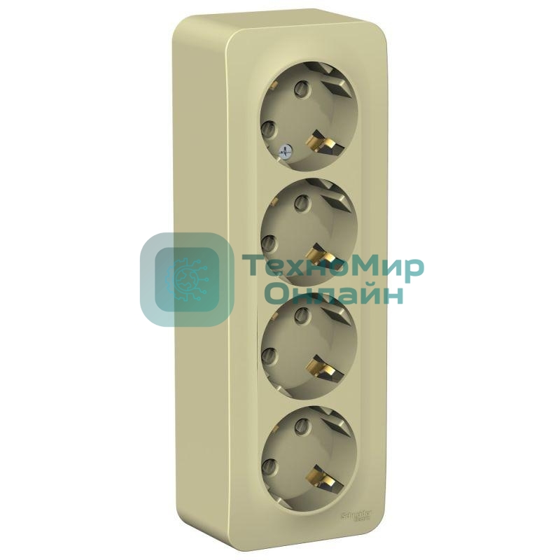 Розетка 4-м ОП Blanca 16А 250В защ. шторки с заземл. изол. пласт. беж. SchE BLNRA011417