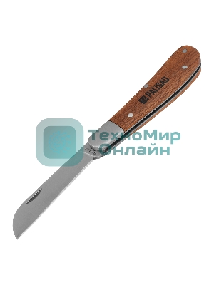 Нож садовый складной Palisad прямое лезвие, 173 мм, деревянная рукоятка
