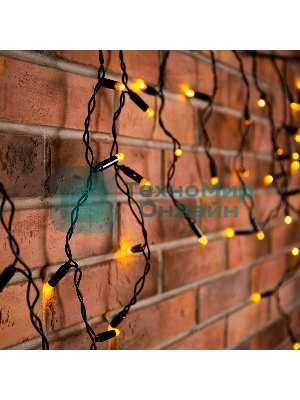 Гирлянда Neon-night Айсикл (бахрома) светодиодный, 4,8 х 0,6 м, черный провод, 230 В, диоды теплый белый, 176 LED