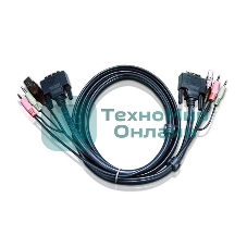 Кабель ATEN KVM USB(тип А Male)+DVI-D(Male)+2хАудио(Male) (-) USB(тип B Male)+DVI-D(Male)+2хАудио(Male) 3м., черный. CABLE DVI/USBA/SP.MC-DVI/USB B 3.0M