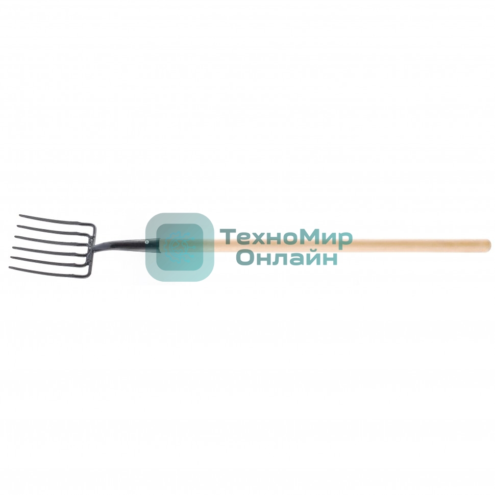 Вилы Россия 6-и рогие 195 х 220 мм удлиненная тулейка, с черенком 63805
