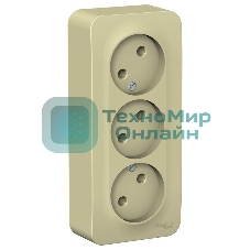 Розетка 3-ая б/з без шторок, изолир. пластина 16А, 250В SE Blanca наруж Беж