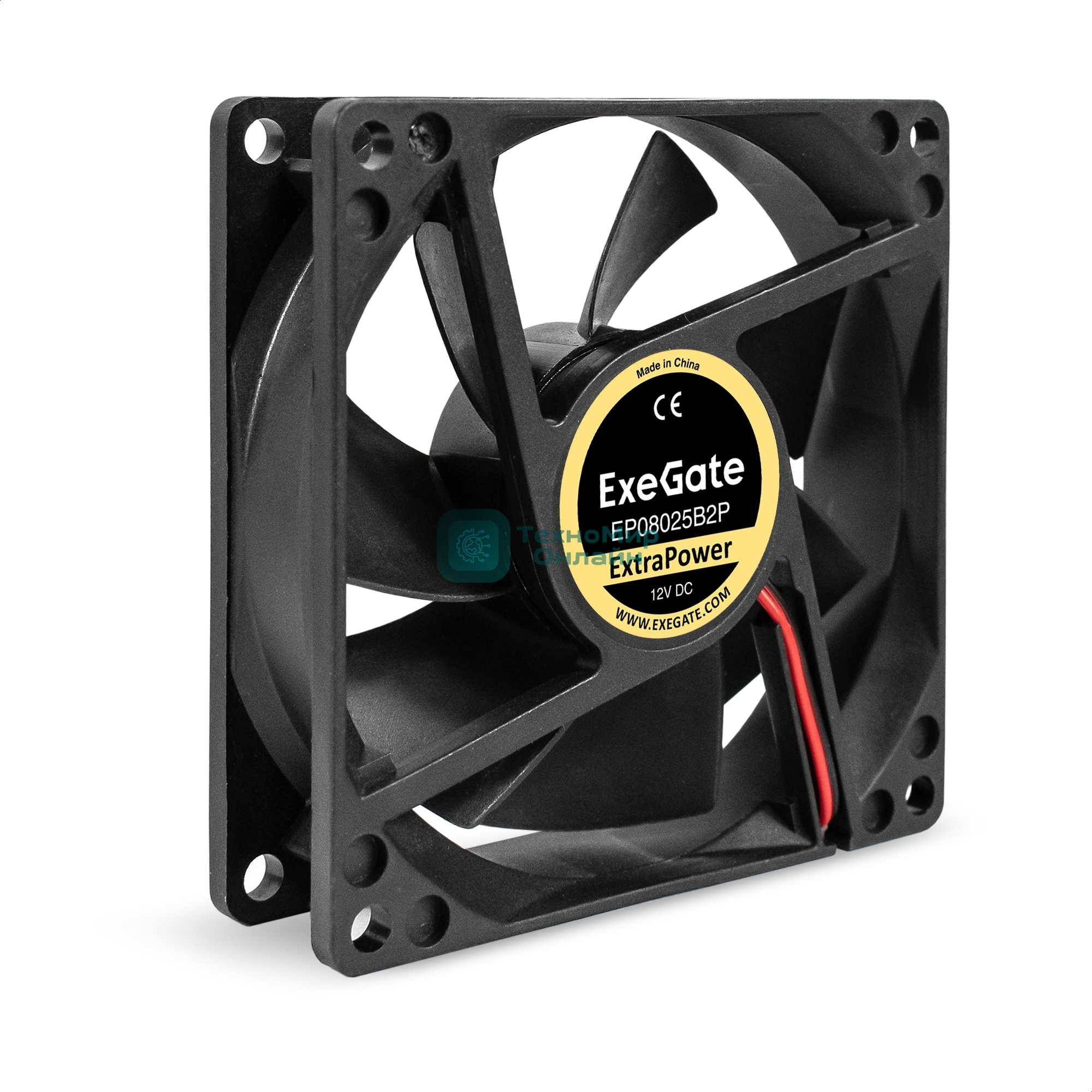 Вентилятор для корпуса ExeGate ExtraPower EP08025B2P черный, 80 мм, 2900 об/мин, 29.5 дБ, 2 pin