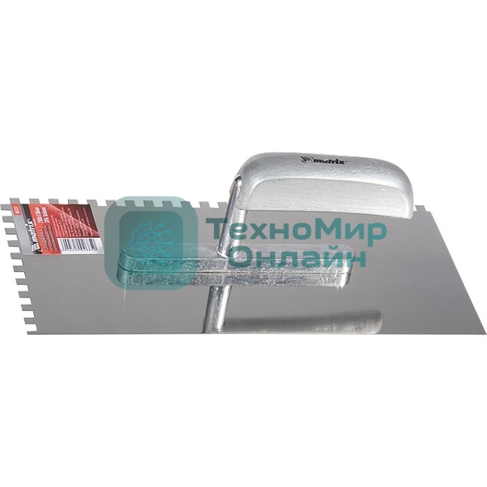 Гладилка Matrix из нержавеющей стали, 280 х 130 мм, деревянная ручка, зуб 6 х 6 мм