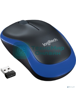 Мышь беспроводная Logitech M185 синий, 1000 dpi, радиоканал, USB, кнопки - 3