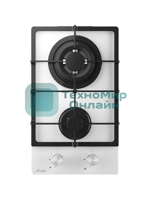 Газовая варочная панель Monsher MGG 33 Blanc, газ, High-Tech, 30 см, автоматический электроподжиг, газ-контроль, форсунки под сжиженый газ, SABAF конфорки, чугунные решетки, белый