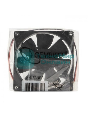 Вентилятор для корпуса Gembird FANPS черный, 80 мм, 2600 об/мин, 27 дБ, 2 pin