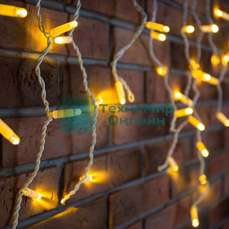 Гирлянда Neon-night Айсикл (бахрома) светодиодный, 2,4 х 0,6 м, белый провод, 230 В, диоды теплый белый, 88 LED