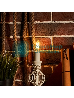 Лампа светодиодная филаментная Rexant Свеча CN35 7.5 Вт 600 Лм 2700K E14 диммируемая, прозрачная колба