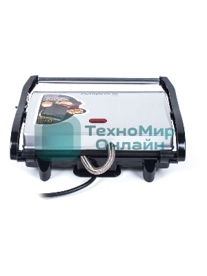 Гриль электрический Endever Grillmaster 115, 1500 Вт, авто терморегулятор, антипригарное покрытие, индикатор нагрева, серебристый/черный