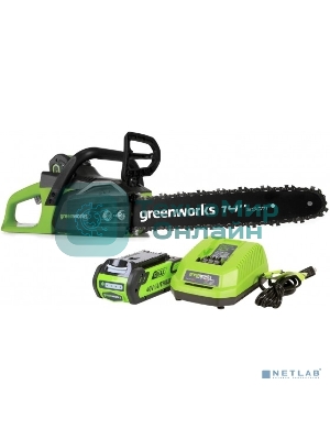 Цепная пила аккумуляторная (2005707UA) GreenWorks GD40CS15, 40V, 35 см, бесщеточная, 1,5 КВТ, с АКБ 2АЧ и ЗУ