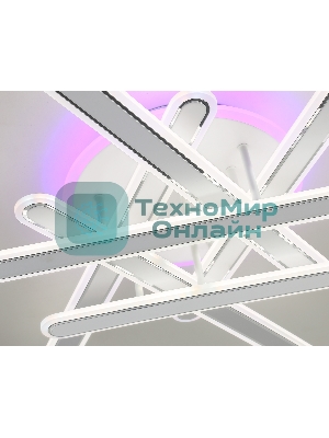 Потолочный светодиодный светильник FA8907 WH/CH белый/хром 135W 3000K-6400K+RGB 800*770*160 (ПДУ РАДИО 2.4G)