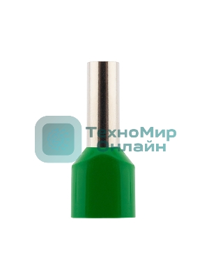 Наконечник штыревой втулочный Rexant изолированный F-14 мм 2х6 мм² (НШВи(2) 6.0-14/НГи2 6,0-14) зеленый