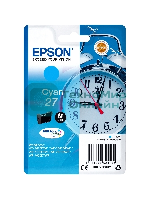 Картридж струйный Epson T2702 (C13T27024022/C13T27024020) голубой, 300 стр., для WF7110/7610/7620