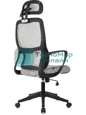 Кресло Бюрократ Wise серый, сетка, подголовник