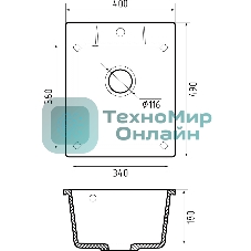 Мойка GRANFEST URBAN 240 1-чаша 400x490мм, монтаж: врезной, материал: кварц, черный