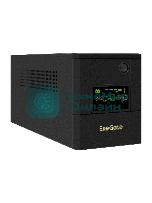 Источник бесперебойного питания ExeGate SpecialPro Smart LLB-1000.LCD.AVR.4SH (1000VA/700W, LCD, AVR, 4*Schuko, батарея 12V 7.2Ah - 2 шт., металлический корпус, Black)