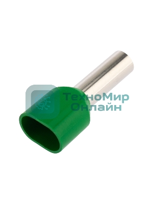 Наконечник штыревой втулочный Rexant изолированный F-14 мм 2х6 мм² (НШВи(2) 6.0-14/НГи2 6,0-14) зеленый