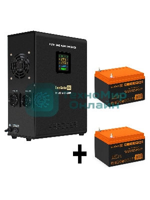 Комплект источника бесперебойного питания Exegate EX296001RUS + батарея 26Aч EX285663RUS 2шт (инвертор, синус, для котла, настенный) ExeGate FineSine SX-2000.LCD.AVR.2SH <2000VA/1400W, чистая синусоида, цветной LCD-дисплей, AVR, 2*Schuko, линейно-интерактивный, крепление настенное/универсальное, черный> + батарея ExeGate HRL 12-26 (12В, 26А·ч) 2шт