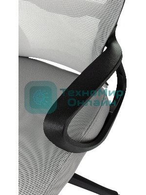 Кресло Бюрократ Wise серый, сетка, подголовник