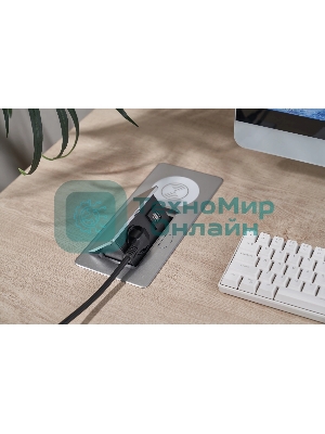 Розетка Cactus CS-SOCKET-USBA-WLESS для столешницы серебристый