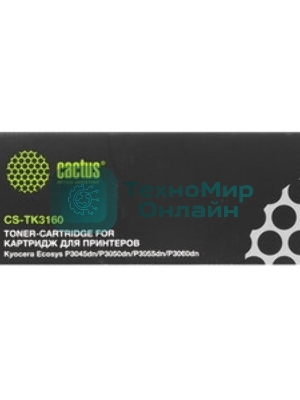 Картридж лазерный Cactus CS-TK3160 черный (12500 стр.) для Kyocera Ecosys P3045dn/P3050dn/P3055dn/P3060dn