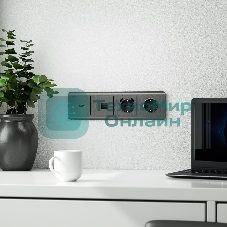 Накладка для розетки USB (графит рифленый)