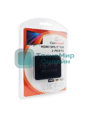 Разветвитель HDMI Cablexpert DSP-2PH4-03, HD19F/2x19F, 1 компьютер => 2 монитора, Full-HD, 3D, 1.4v