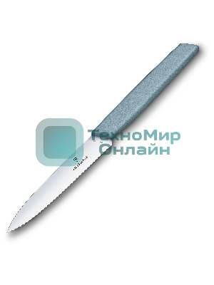 Нож кухонный Victorinox Swiss Modern (6.9006.10W21) стальной разделочный лезв.100мм серрейт. заточка серый