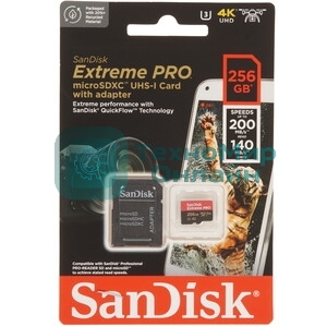 Флеш карта microSDXC 256GB SanDisk Extreme Class 10, UHS-I, W130, R 190 МБ/с