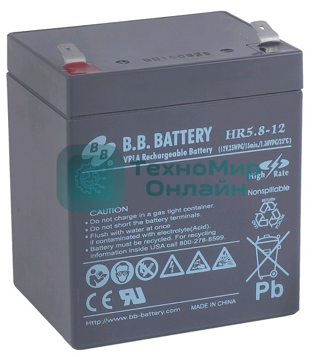Батарея для ИБП B.B.Battery HR 5.8-12 (12V 5.8Ah)