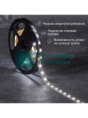 Лента светодиодная 3 м 12 В 5050 6500 К IP23 60 LED/м для БП с клеммами LAMPER