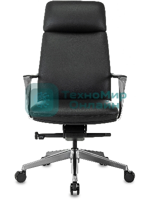 Кресло руководителя Бюрократ VEGA черный кожа крестов. алюминий