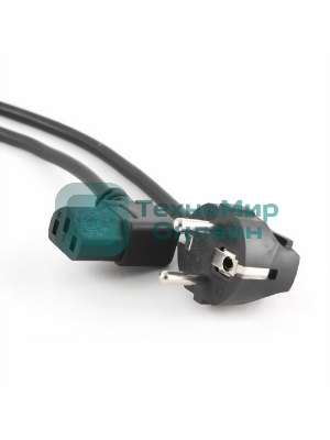 Кабель питания Gembird 1.8м, VDE(0.75мм), черный, угловой разъем, с зазем., пакет