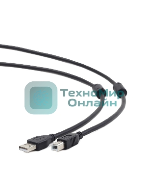 Кабель Gembird/Cablexpert USB 2.0 Pro AM/BM, 3м, экран, 2феррит.кольца, черный, пакет
