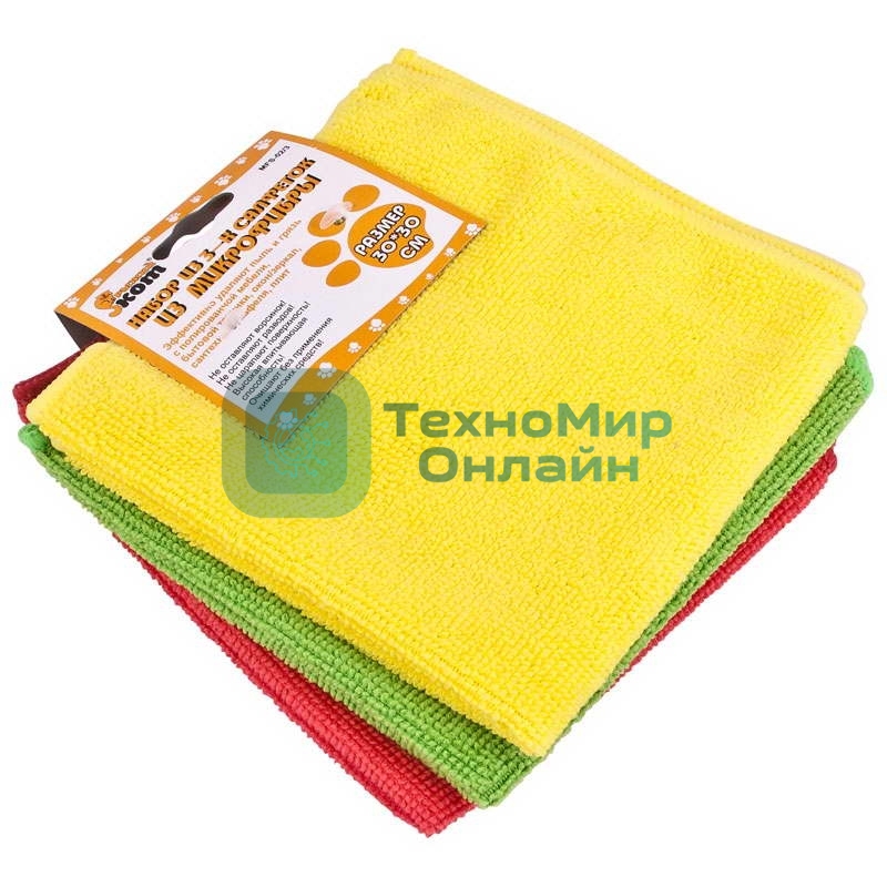 Набор из 3-х салфеток из микрофибры Рыжий кот MFS-02/3, размер: 30x30 см