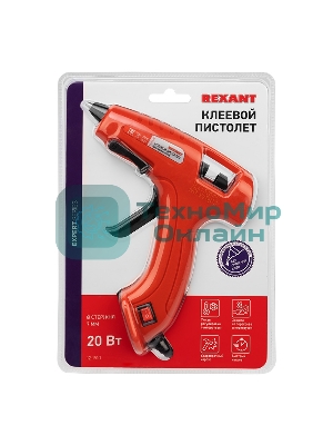 Клеевой пистолет Rexant, 20 Вт, Ø7 мм, 