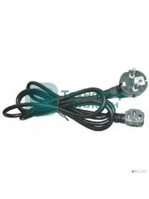 Кабель питания Gembird 1.8м, VDE(0.75мм), черный, угловой разъем, с зазем., пакет