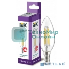 Лампа cветодиодная LED C35 IEK LLF-C35-7-230-40-E14-CL свеча прозр. 7Вт 230В 4000К E14 серия 360°