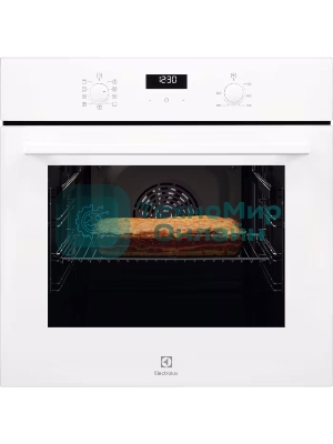 Встраиваемый духовой шкаф Electrolux EOF5F50BV, Электрический духовой шкаф с конвекцией, приготовление на пару, объем 65 л, 8 режимов, очистка каталитическая, 2 стекла в дверце, направляющие проволочные + телескопические (1 уровень)белый