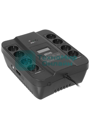 Источник бесперебойного питания Powercom Back-UPS SPIDER, Line-Interactive, LCD, AVR, 900VA/540W, Schuko, USB, black (1456263)