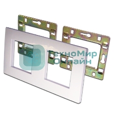 Рамка 2-постовая 45х45, с суппортами, белый