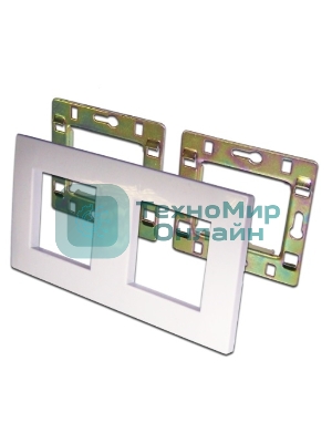 Рамка 2-постовая 45х45, с суппортами, белый