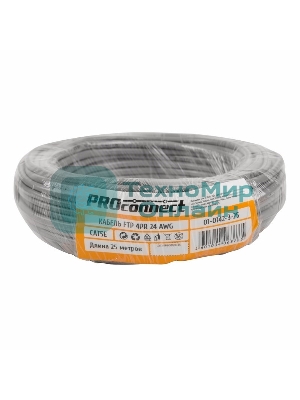 Кабель FTP PROconnect 4PR 24AWG, CCA, cat.5e, PVC, серый, бухта 25 м