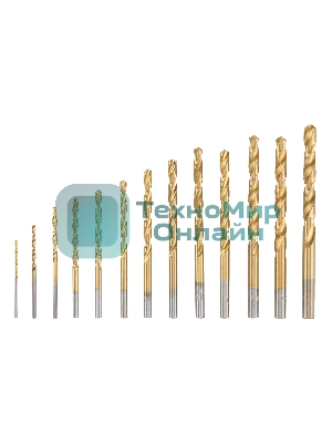 Набор Matrix нитридтитан. сверл по металлу, 1,5-6,5мм, НSS,13 шт.