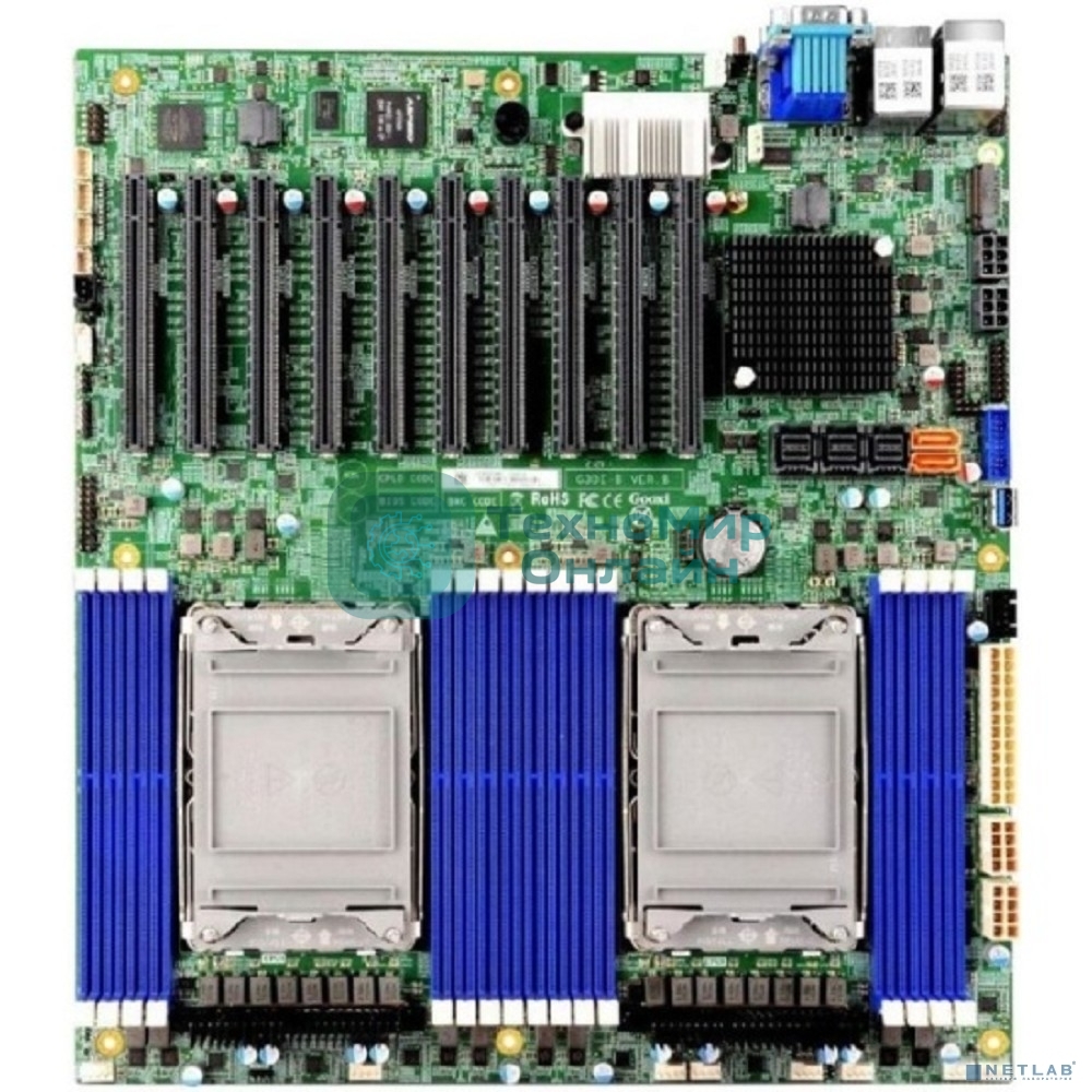 Материнская плата серверная Gooxi G3DE-B-PK, 2x LGA4189, Intel C621A, 16xDDR4, 2xSATA, 1xM.2, 4xPCIe 4.0 x16, 6xPCIe 4.0 x8, 1xVGA, 2x1Gb LAN, 2xUSB-A 5Gbps, 1x3.5 мм, 7.1, E-ATX